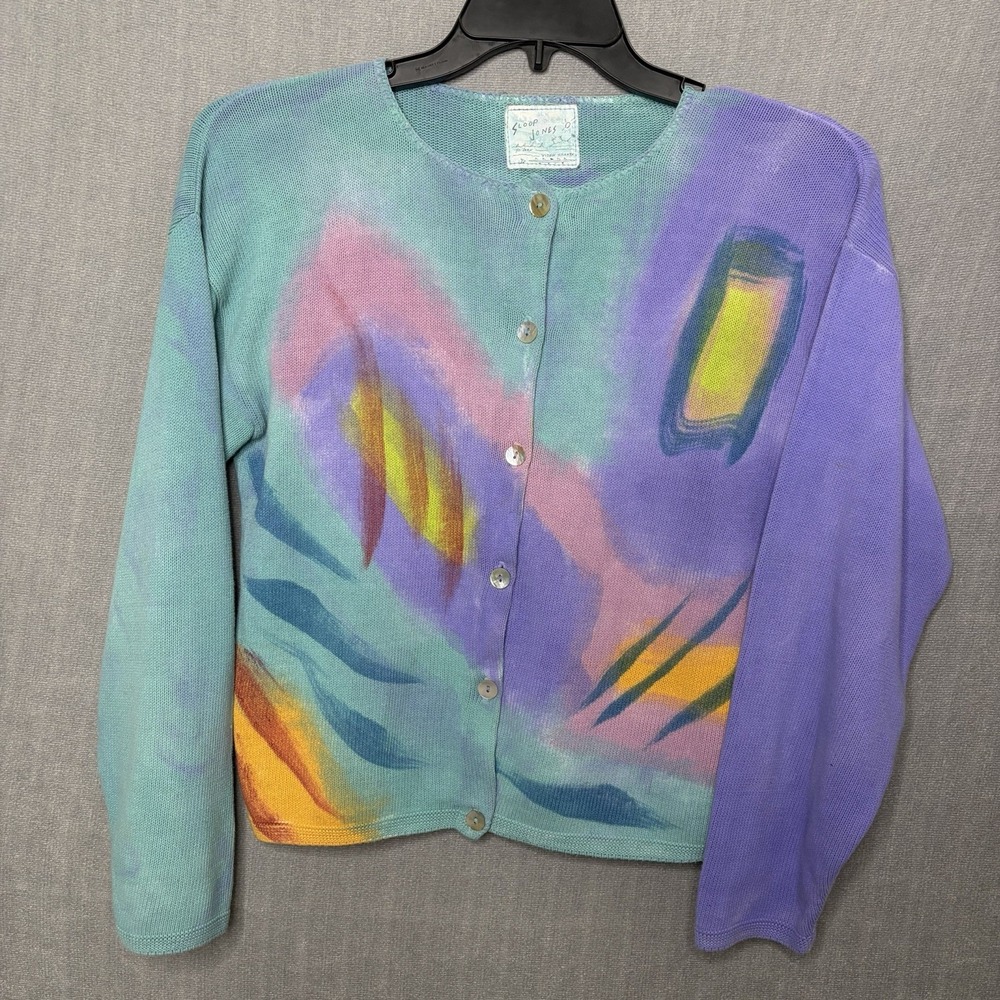 Sloop Jones Tie Dye Art Artsy Long Sleeve Shirt Cardigan Small Button Down Paint
